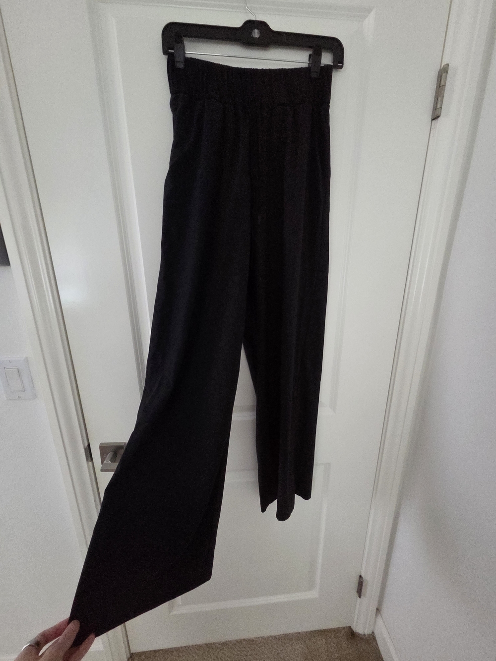 Black Wide-Leg Women's Pants Classic Elastic Waist